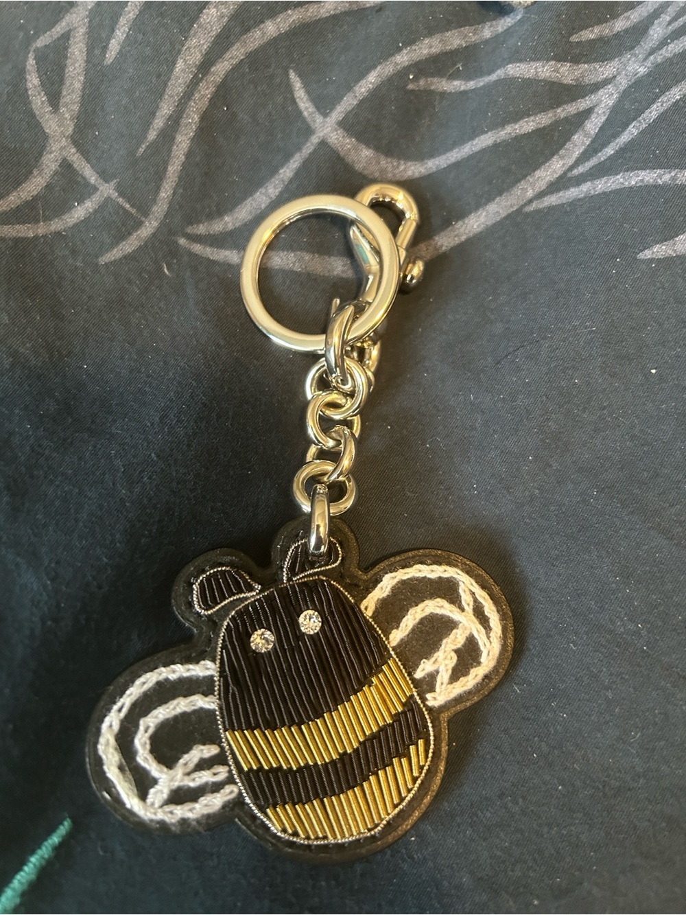 Black & Gold Bee Charm Keychain
